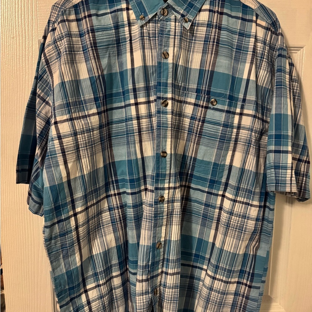 Casual Blue Plaid Button-Down Shirt for Men